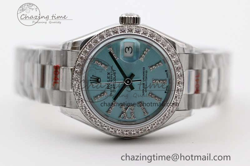 Sophisticated Datejust 28mm 279179 SS Crystals TWF Best Edition Blue Dial Star Crystals Markers on SS Oyster Bracelet NH 10193