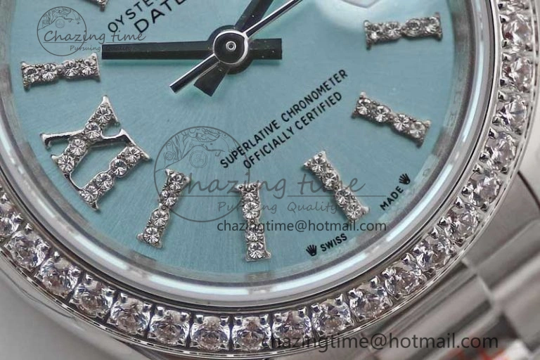 Sophisticated Datejust 28mm 279179 SS Crystals TWF Best Edition Blue Dial Star Crystals Markers on SS Oyster Bracelet NH 10193