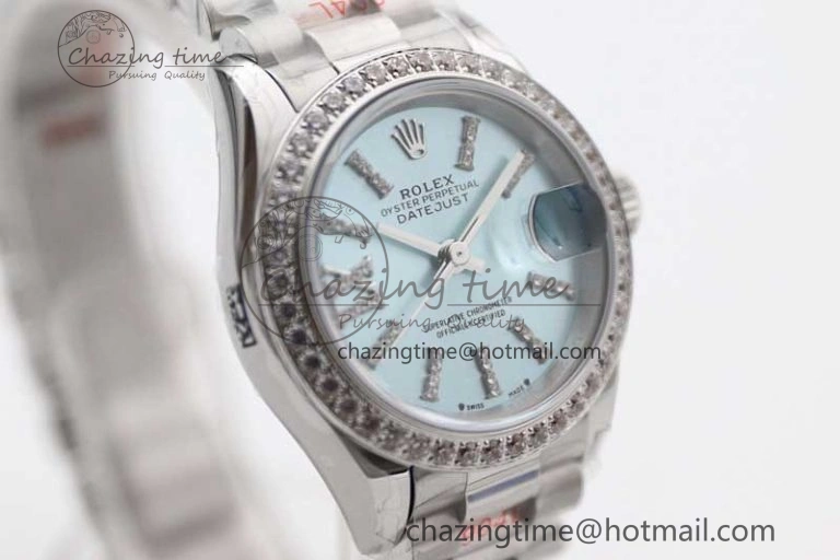 Sophisticated Datejust 28mm 279179 SS Crystals TWF Best Edition Blue Dial Star Crystals Markers on SS Oyster Bracelet NH 10193