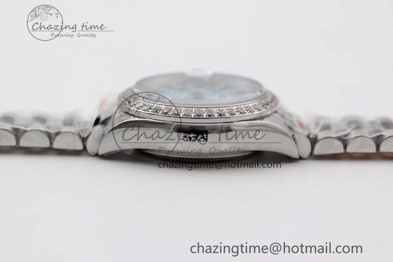 Sophisticated Datejust 28mm 279179 SS Crystals TWF Best Edition Blue Dial Star Crystals Markers on SS Oyster Bracelet NH 10193