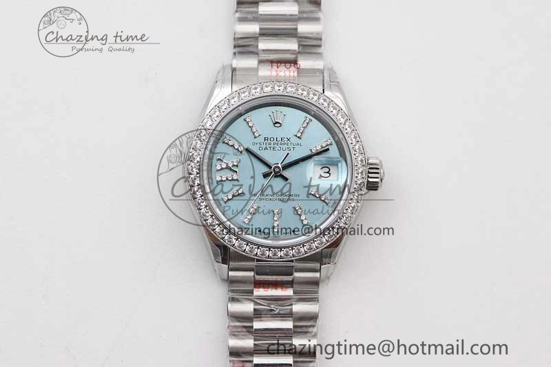 Sophisticated Datejust 28mm 279179 SS Crystals TWF Best Edition Blue Dial Star Crystals Markers on SS Oyster Bracelet NH 10193