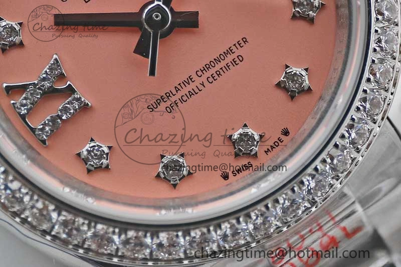 Datejust 28mm 279179 SS Crystals TWF Best Edition Pink Dial Star Crystals Markers on SS Oyster Bracelet NH Practical 10195