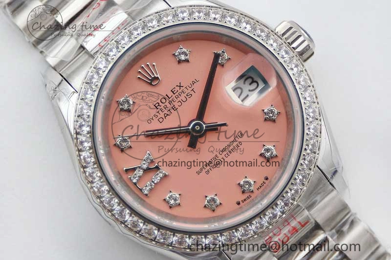 Datejust 28mm 279179 SS Crystals TWF Best Edition Pink Dial Star Crystals Markers on SS Oyster Bracelet NH Practical 10195