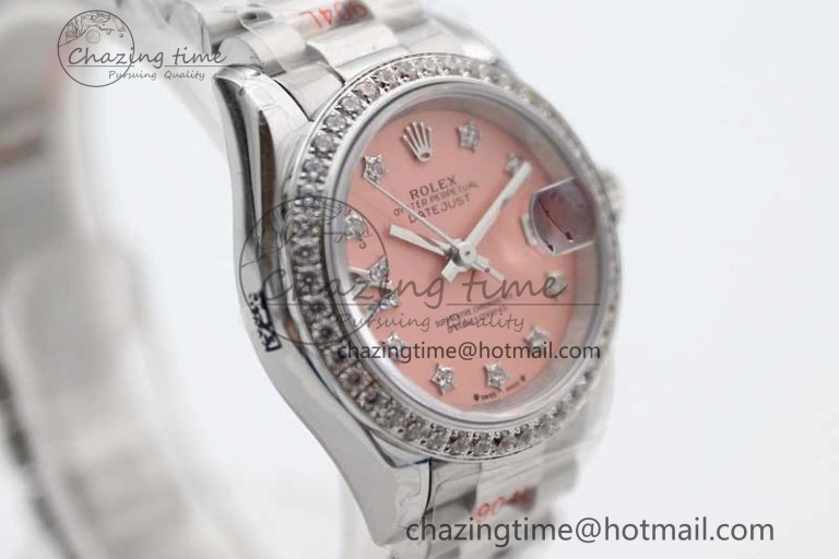 Datejust 28mm 279179 SS Crystals TWF Best Edition Pink Dial Star Crystals Markers on SS Oyster Bracelet NH Practical 10195