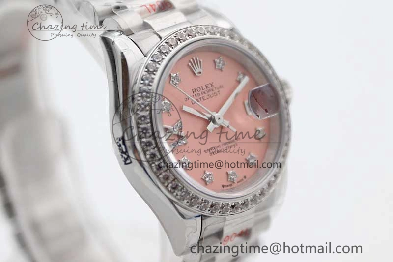 Datejust 28mm 279179 SS Crystals TWF Best Edition Pink Dial Star Crystals Markers on SS Oyster Bracelet NH Practical 10195