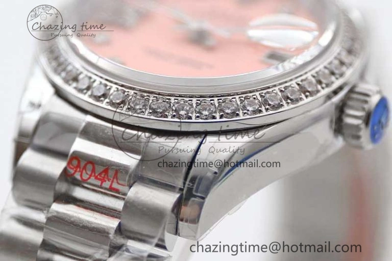 Datejust 28mm 279179 SS Crystals TWF Best Edition Pink Dial Star Crystals Markers on SS Oyster Bracelet NH Practical 10195