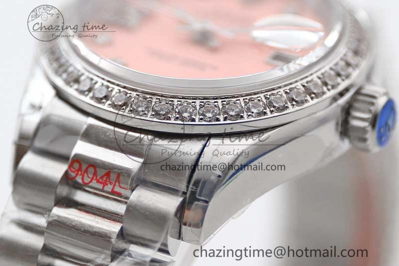 Datejust 28mm 279179 SS Crystals TWF Best Edition Pink Dial Star Crystals Markers on SS Oyster Bracelet NH Practical 10195