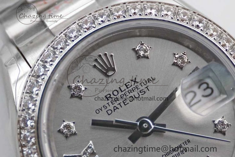 Datejust 28mm 279179 SS Crystals TWF Best Edition Silver Dial Star Crystals Markers on SS Oyster Bracelet NH Flexible 2145