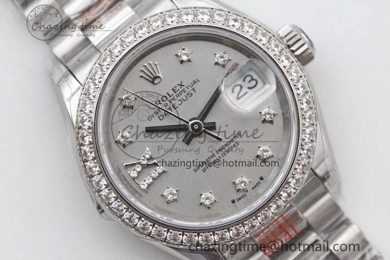 Datejust 28mm 279179 SS Crystals TWF Best Edition Silver Dial Star Crystals Markers on SS Oyster Bracelet NH Flexible 2145