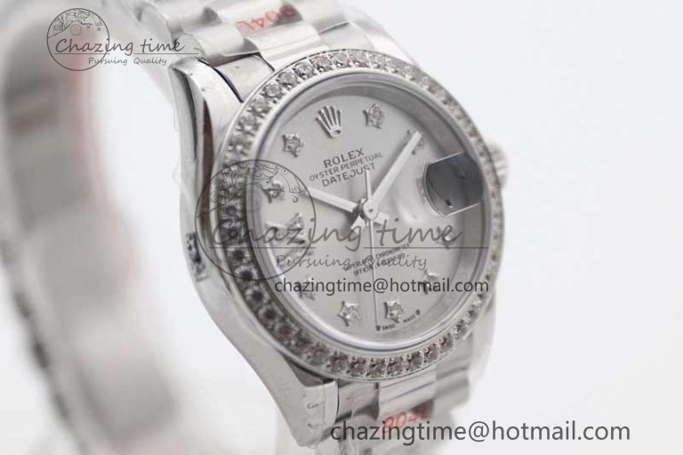 Datejust 28mm 279179 SS Crystals TWF Best Edition Silver Dial Star Crystals Markers on SS Oyster Bracelet NH Flexible 2145