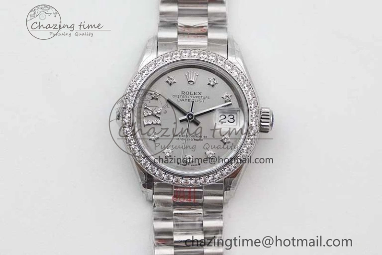 Unisex Datejust 28mm 279179 SS Crystals TWF Best Edition Silver Dial Star Crystals Markers on SS Oyster Bracelet NH 10194