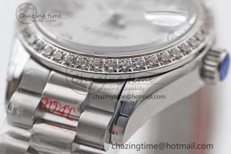Datejust 28mm 279179 SS Crystals TWF Best Edition Silver Dial Star Crystals Markers on SS Oyster Bracelet NH Flexible 2145