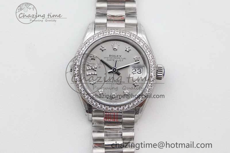 Datejust 28mm 279179 SS Crystals TWF Best Edition Silver Dial Star Crystals Markers on SS Oyster Bracelet NH Flexible 2145