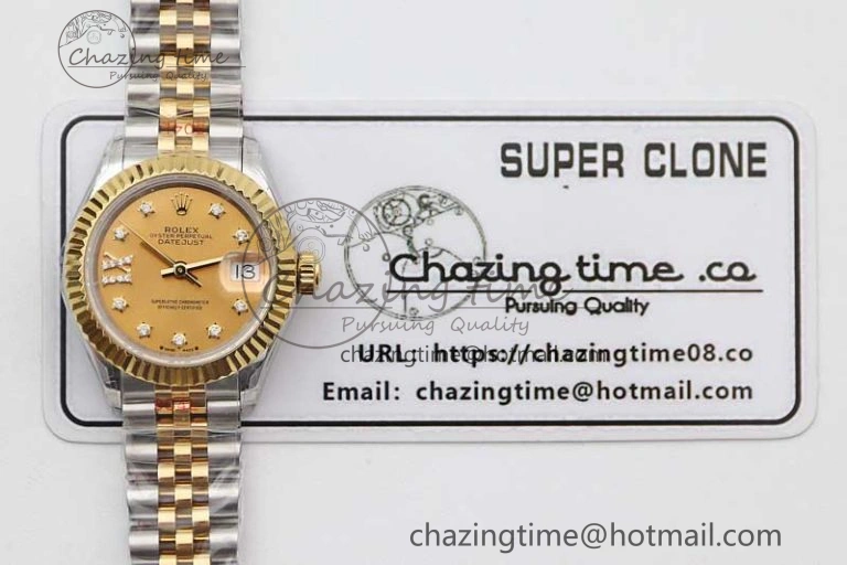 HighPerformance Datejust 28mm 279179 SS YG TWF Best Edition Gold Diamonds Markers Dial on SS YG Jubilee Bracelet NH 10190