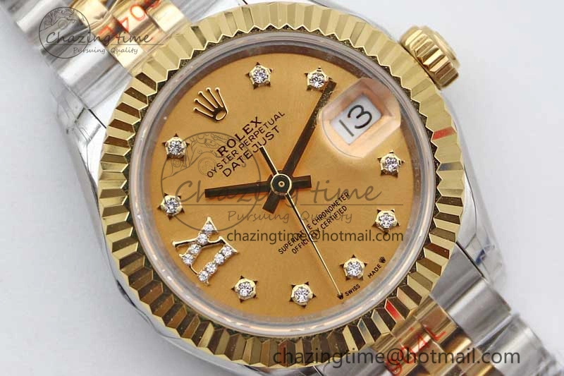HighPerformance Datejust 28mm 279179 SS YG TWF Best Edition Gold Diamonds Markers Dial on SS YG Jubilee Bracelet NH 10190