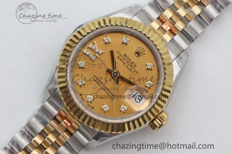 HighPerformance Datejust 28mm 279179 SS YG TWF Best Edition Gold Diamonds Markers Dial on SS YG Jubilee Bracelet NH 10190