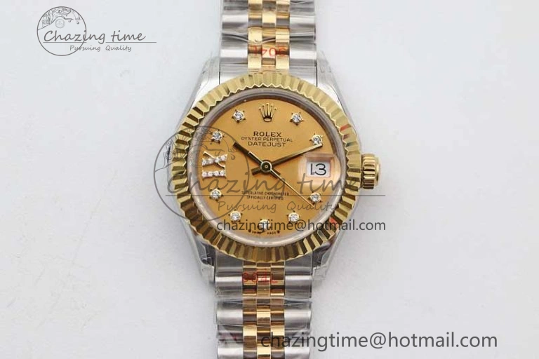 HighPerformance Datejust 28mm 279179 SS YG TWF Best Edition Gold Diamonds Markers Dial on SS YG Jubilee Bracelet NH 10190