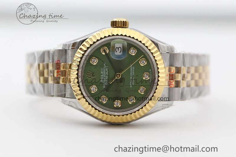 HighQuality Datejust 28mm 279179 SS YG TWF Best Edition Green Diamonds Markers Dial on SS YG Jubilee Bracelet NH 2140