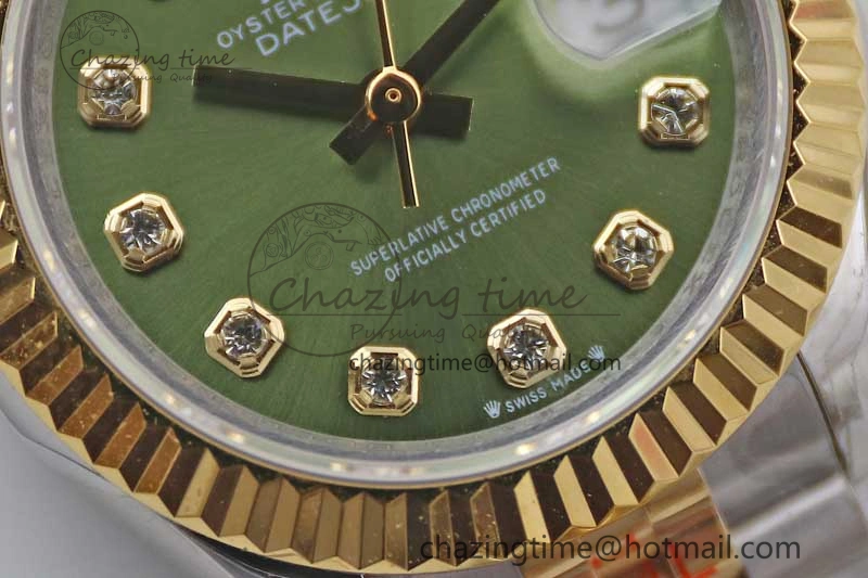 HighQuality Datejust 28mm 279179 SS YG TWF Best Edition Green Diamonds Markers Dial on SS YG Jubilee Bracelet NH 2140