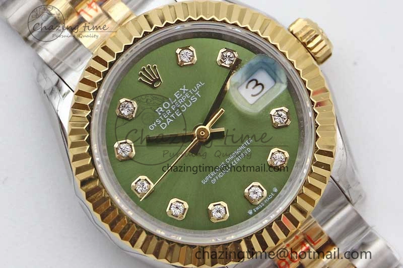 HighQuality Datejust 28mm 279179 SS YG TWF Best Edition Green Diamonds Markers Dial on SS YG Jubilee Bracelet NH 2140