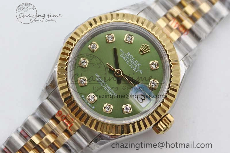 HighQuality Datejust 28mm 279179 SS YG TWF Best Edition Green Diamonds Markers Dial on SS YG Jubilee Bracelet NH 2140