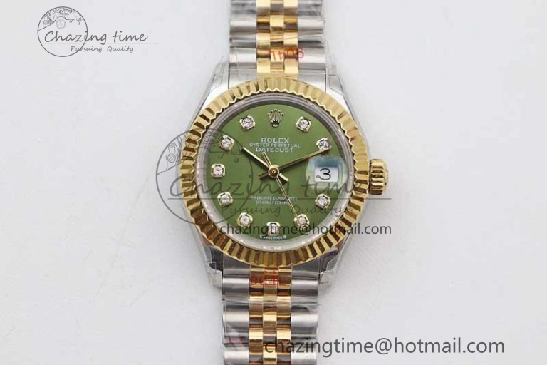 HighQuality Datejust 28mm 279179 SS YG TWF Best Edition Green Diamonds Markers Dial on SS YG Jubilee Bracelet NH 2140