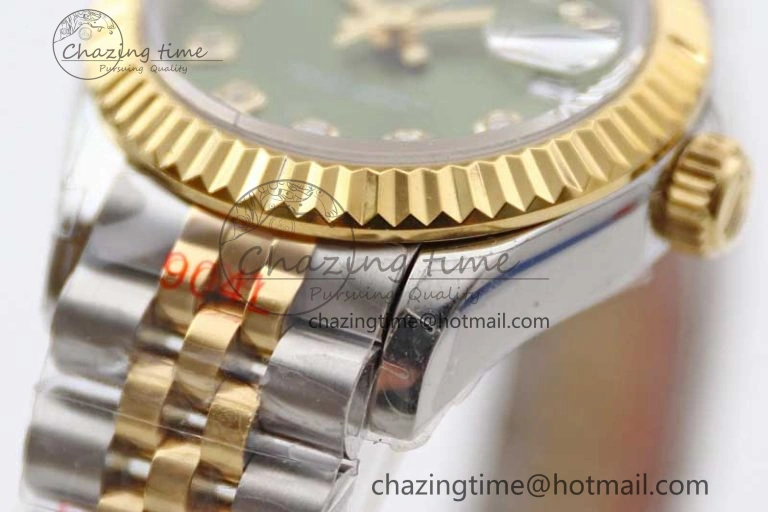 HighQuality Datejust 28mm 279179 SS YG TWF Best Edition Green Diamonds Markers Dial on SS YG Jubilee Bracelet NH 2140
