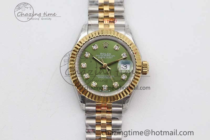 HighQuality Datejust 28mm 279179 SS YG TWF Best Edition Green Diamonds Markers Dial on SS YG Jubilee Bracelet NH 2140