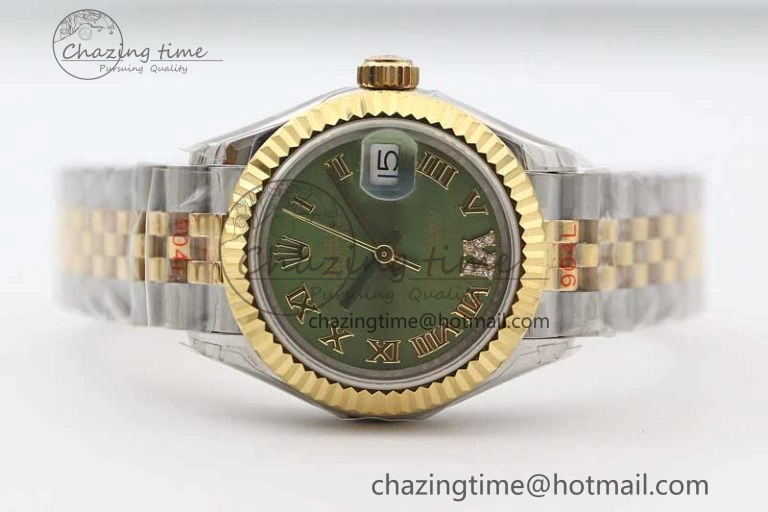 Datejust 28mm 279179 SS YG TWF Best Edition Green Roman Markers Dial on SS Jubilee Bracelet NH Neat 10191