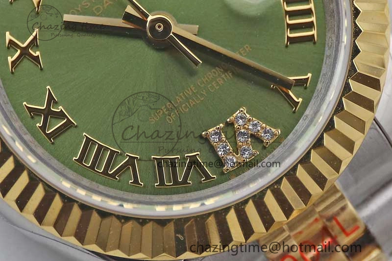 Datejust 28mm 279179 SS YG TWF Best Edition Green Roman Markers Dial on SS Jubilee Bracelet NH Neat 10191