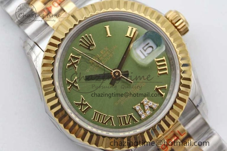 Datejust 28mm 279179 SS YG TWF Best Edition Green Roman Markers Dial on SS Jubilee Bracelet NH Neat 10191