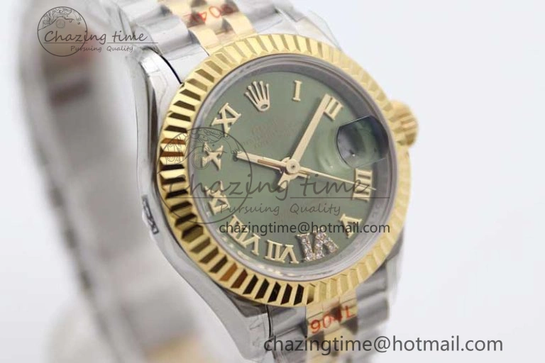Datejust 28mm 279179 SS YG TWF Best Edition Green Roman Markers Dial on SS Jubilee Bracelet NH Neat 10191