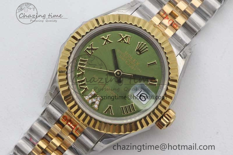 Datejust 28mm 279179 SS YG TWF Best Edition Green Roman Markers Dial on SS Jubilee Bracelet NH Neat 10191