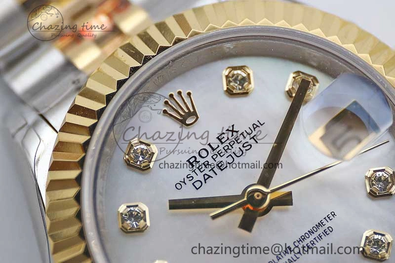 Lightweight Datejust 28mm 279179 SS YG TWF Best Edition White Diamonds Markers Dial on SS YG Jubilee Bracelet NH 10192