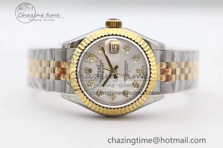 Lightweight Datejust 28mm 279179 SS YG TWF Best Edition White Diamonds Markers Dial on SS YG Jubilee Bracelet NH 10192