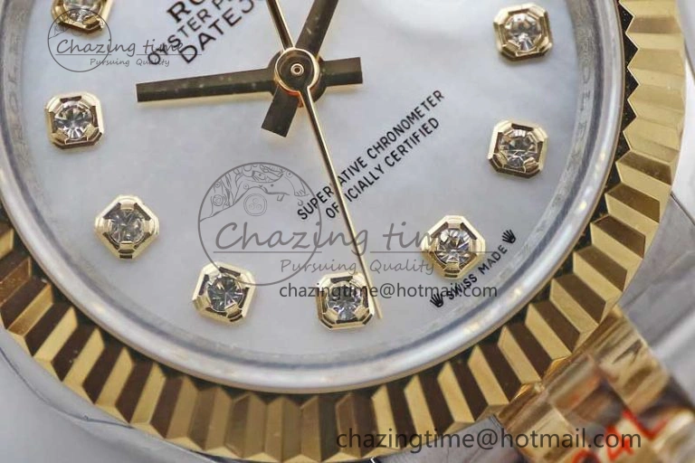 Lightweight Datejust 28mm 279179 SS YG TWF Best Edition White Diamonds Markers Dial on SS YG Jubilee Bracelet NH 10192
