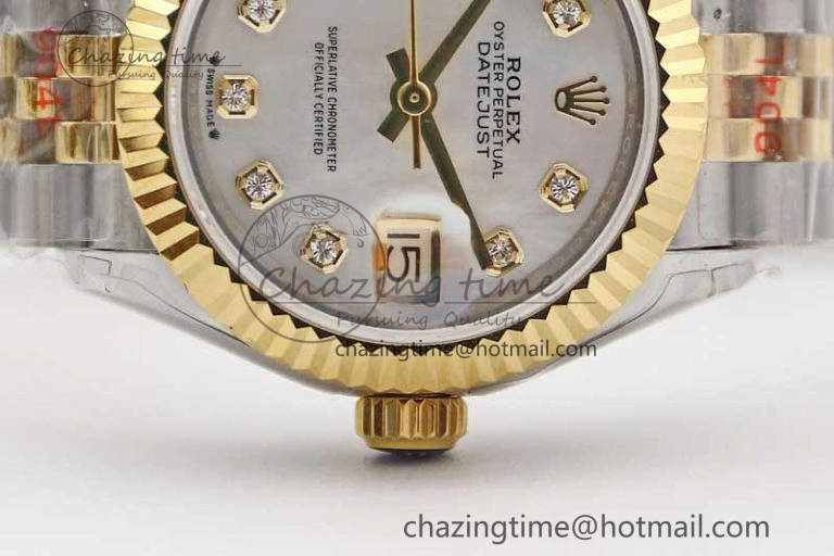 Lightweight Datejust 28mm 279179 SS YG TWF Best Edition White Diamonds Markers Dial on SS YG Jubilee Bracelet NH 10192