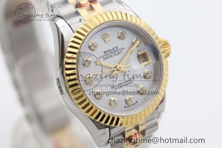 Lightweight Datejust 28mm 279179 SS YG TWF Best Edition White Diamonds Markers Dial on SS YG Jubilee Bracelet NH 10192