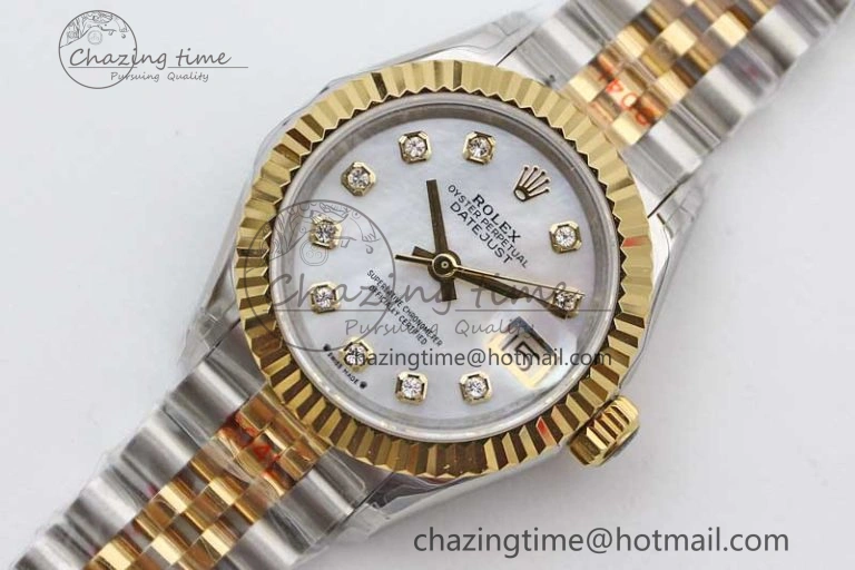 Lightweight Datejust 28mm 279179 SS YG TWF Best Edition White Diamonds Markers Dial on SS YG Jubilee Bracelet NH 10192