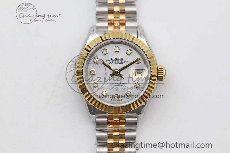 Lightweight Datejust 28mm 279179 SS YG TWF Best Edition White Diamonds Markers Dial on SS YG Jubilee Bracelet NH 10192