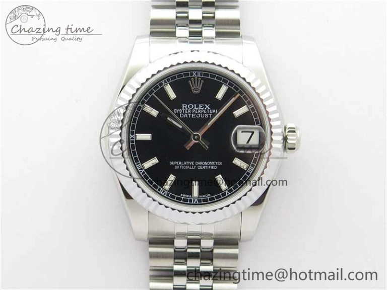 Modern Datejust 31mm 178274 SS GSF Best Edition Black Stick Markers Dial on SS Jubilee Bracelet SEIKO NH05A 3049