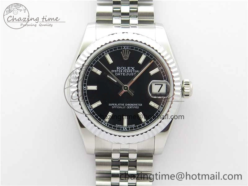 Modern Datejust 31mm 178274 SS GSF Best Edition Black Stick Markers Dial on SS Jubilee Bracelet SEIKO NH05A 3049