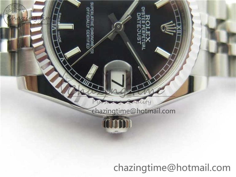 Modern Datejust 31mm 178274 SS GSF Best Edition Black Stick Markers Dial on SS Jubilee Bracelet SEIKO NH05A 3049