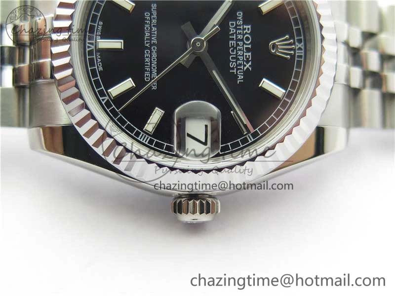 Modern Datejust 31mm 178274 SS GSF Best Edition Black Stick Markers Dial on SS Jubilee Bracelet SEIKO NH05A 3049