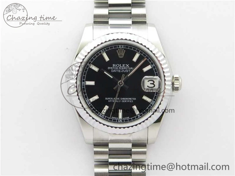 GoodFit Datejust 31mm 178274 SS GSF Best Edition Black Stick Markers Dial on SS President Bracelet SEIKO NH05A 10508