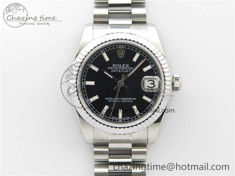 Datejust 31mm 178274 SS GSF Best Edition Black Stick Markers Dial on SS President Bracelet SEIKO NH05A Lightweight 3058