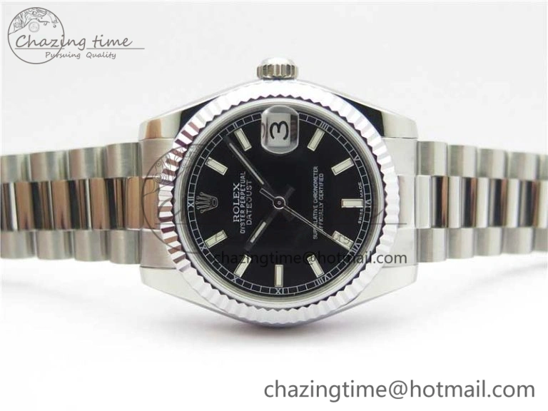 Datejust 31mm 178274 SS GSF Best Edition Black Stick Markers Dial on SS President Bracelet SEIKO NH05A Lightweight 3058