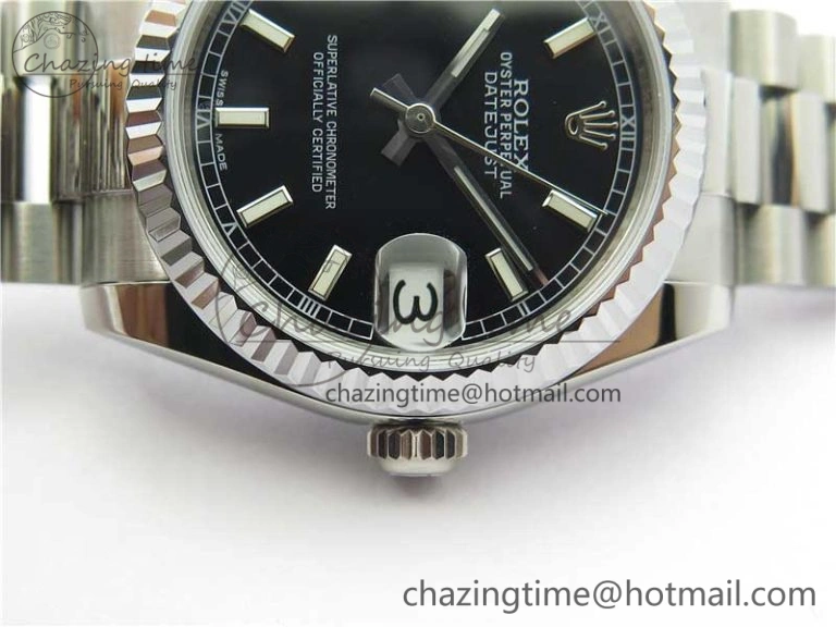 Datejust 31mm 178274 SS GSF Best Edition Black Stick Markers Dial on SS President Bracelet SEIKO NH05A Lightweight 3058