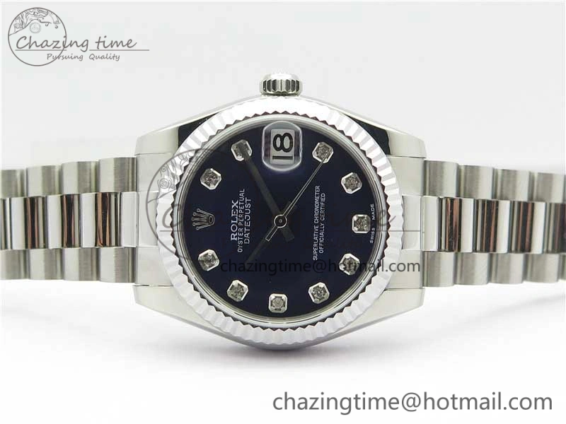 Neat Datejust 31mm 178274 SS GSF Best Edition Blue Crystal Markers Dial on SS President Bracelet SEIKO NH05A 10502