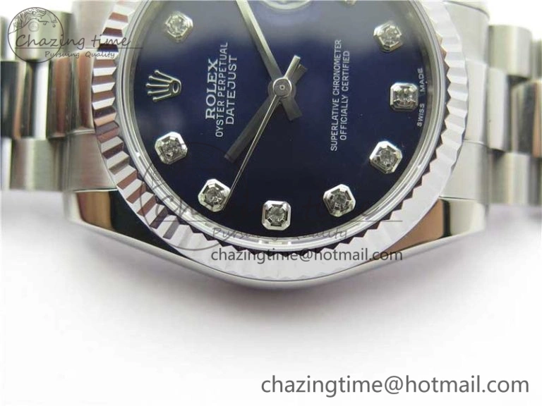Neat Datejust 31mm 178274 SS GSF Best Edition Blue Crystal Markers Dial on SS President Bracelet SEIKO NH05A 10502
